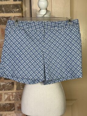 The Limited Blue White 5” Bermuda Shorts Royal Tiles Coastal Chino Cotton Basic